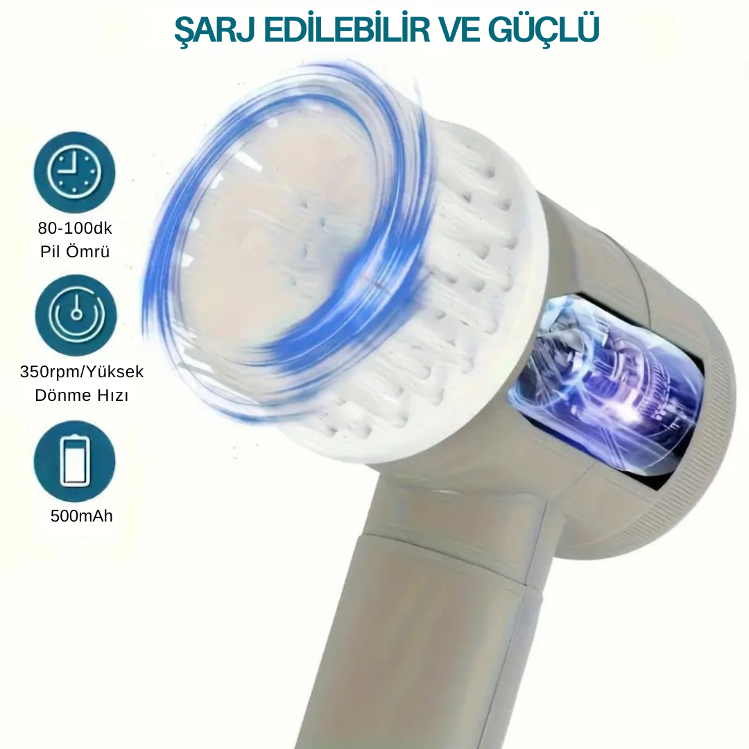 Elektrikli Döner Temizlik Fırçası – 5 Başlık