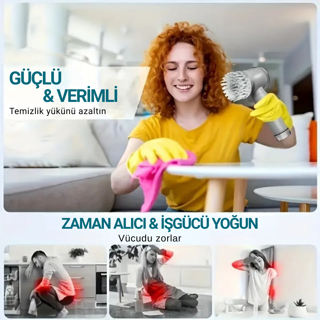 Elektrikli Döner Temizlik Fırçası – 5 Başlık